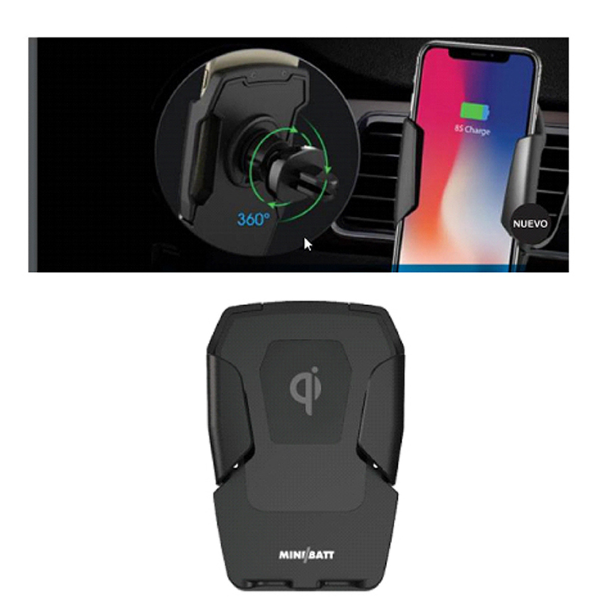  cargador inalámbrico para coche minibatt tecnología minibatt