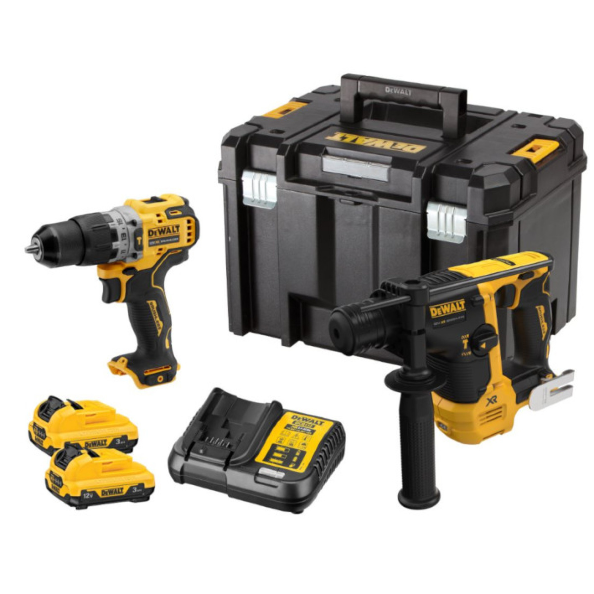  set herramientas martillotaladro percutor + 2 bate gama profesional dewalt