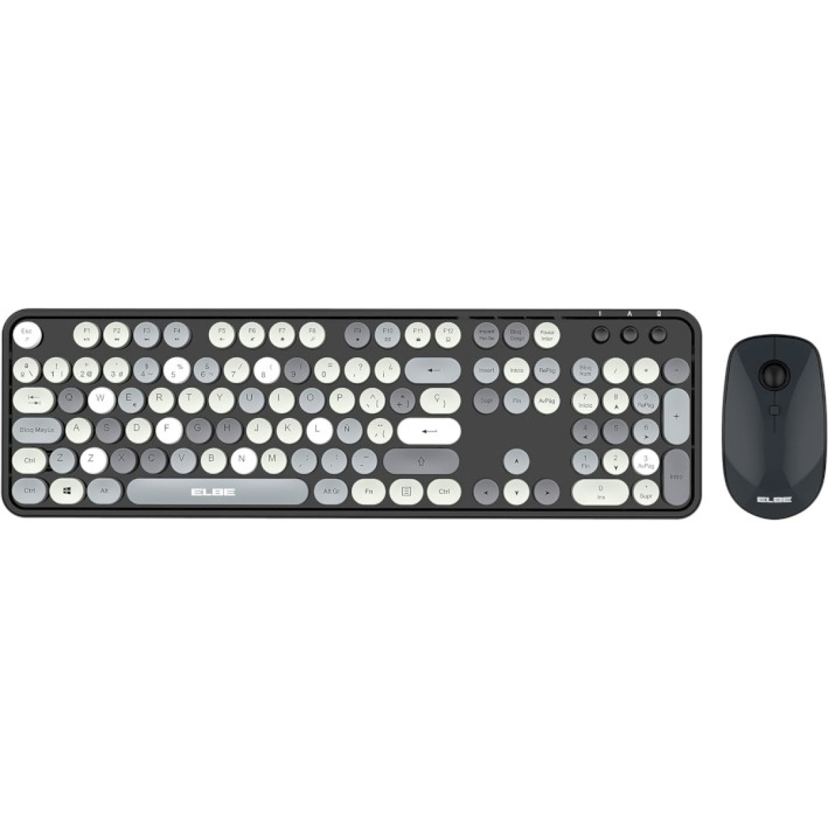  teclado y ratón inalámbrico vintage gris elbe tecnologia elbe